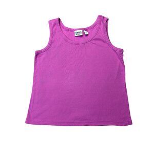Chicos Design Pink Ribbed Tank Top 100% Cotton Sleeveless Made In Peru Size XL